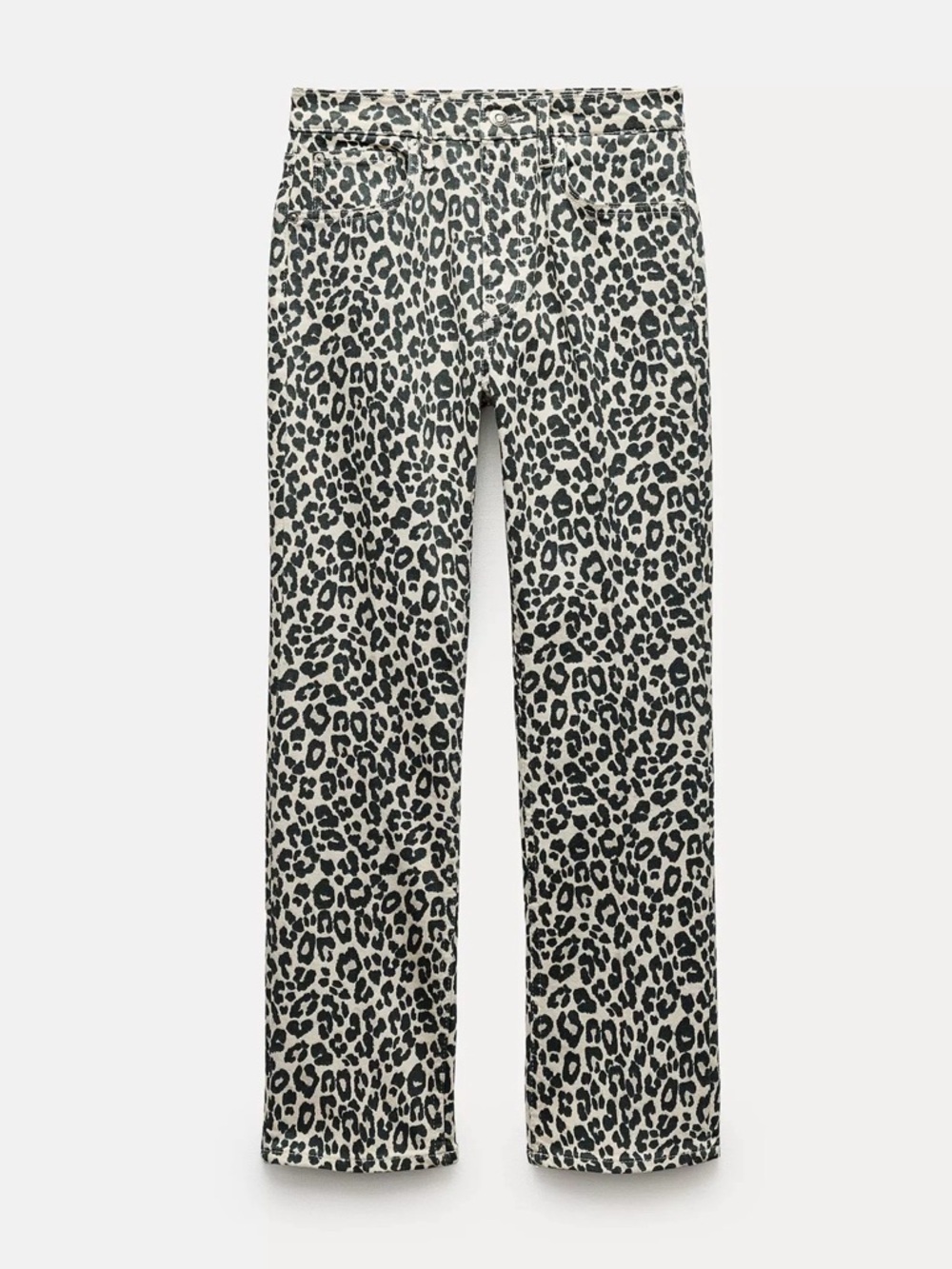 HIGH WAIST BOOTCUT CROPPED-ANIMAL PRINT JEANS ZW COLLECTION